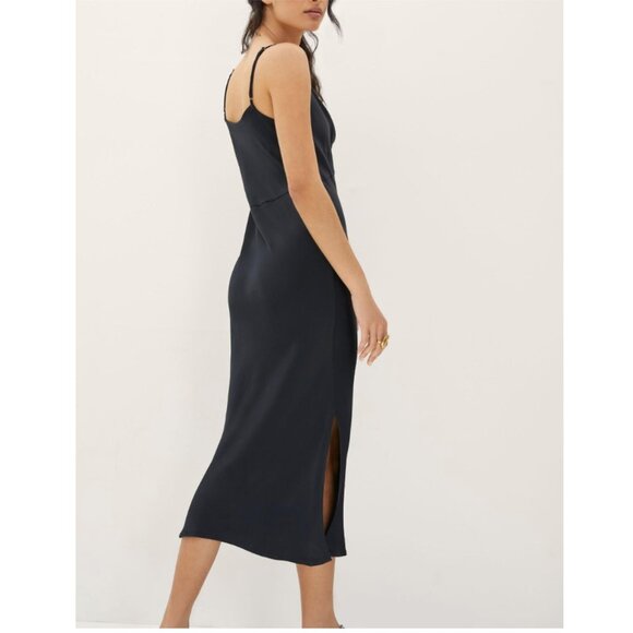 Anthropologie Elyse Cowl Neck Slip Dress in Black, Size Small - Picture 3 of 8